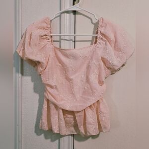 SHEIN Blush Pink Embroidered Blouse